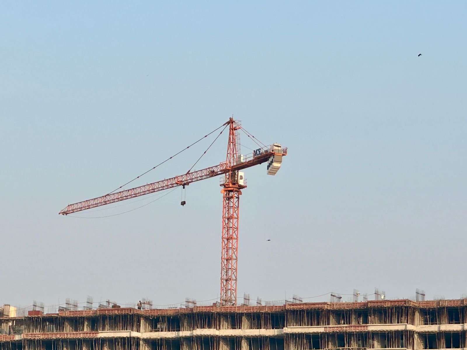 Tower crane over a construction site