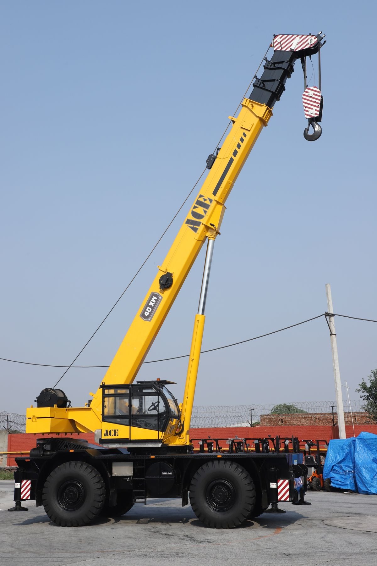 Mobile crane on an active commercial site