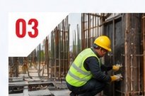 Worker checking formwork alignment before a concrete pour