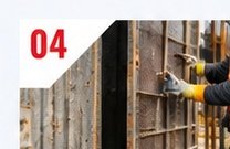 Worker safely stripping formwork panels after curing