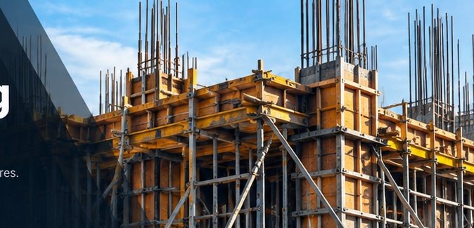 Formwork and shuttering set up for a concrete column pour