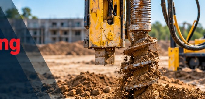Drilling rig taking a bore sample on a construction site