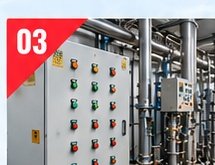 Motor control panel with start and stop switches