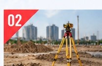 Total station recording ground levels across a plot