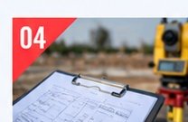 Approved drawing on a clipboard beside a total station on site